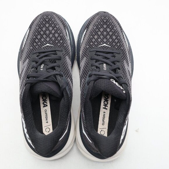 Hoka Clifton 9 Women's 7 B Athletic Performance Running Sneakers Black White - Picture 9 of 9